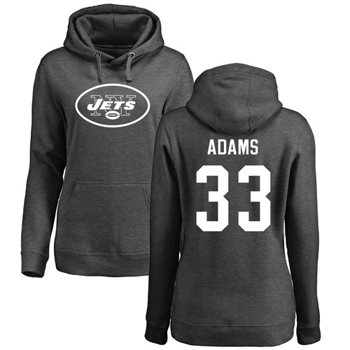 New York Jets Ash Women Jamal Adams One Color NFL Football #33 Pullover Hoodie Sweatshirts->women nfl jersey->Women Jersey